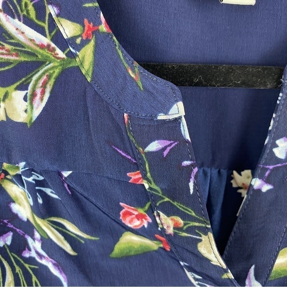 CATHERINE Malandrino Navy Blue Floral Sleeveless Dress Small - Picture 7 of 13